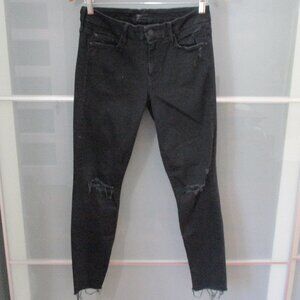 Mother Looker Ankle Fray Black Skinny Jeans